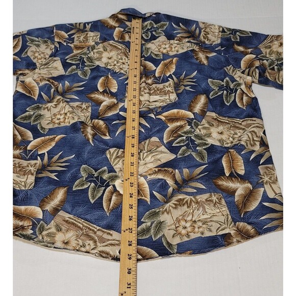 David Taylor Cotton Black Button Down Tropical Floral Hawaiian Shirt Size L - Picture 8 of 10